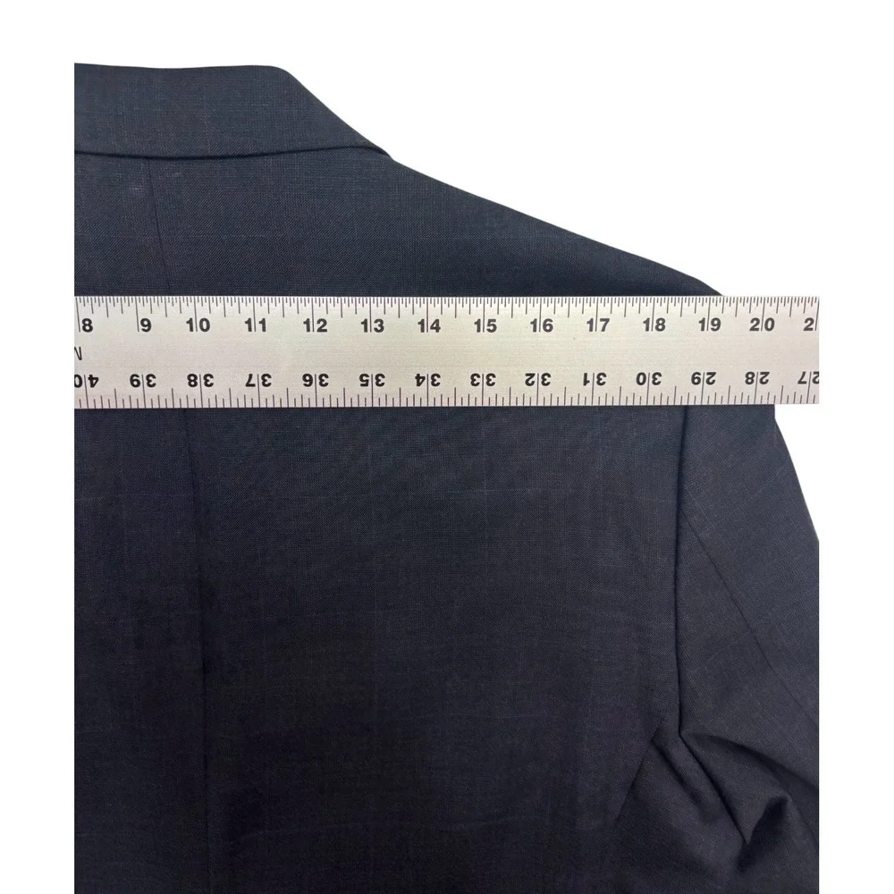 Ralph Lauren 42R 36x28 Charcoal Windowpane 2pc Pant Suit 100% Wool Stretch